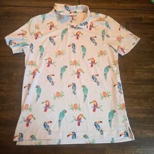 Chubbies Kids Youth XL Toucan Parrot Tropical Performance Polo Shirt White